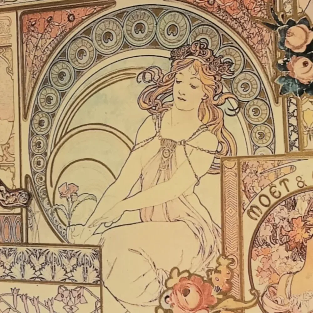 Decoupaged Laquer Box Alphonse Mucha La Peinture Laquered Trinket Jewelry Box